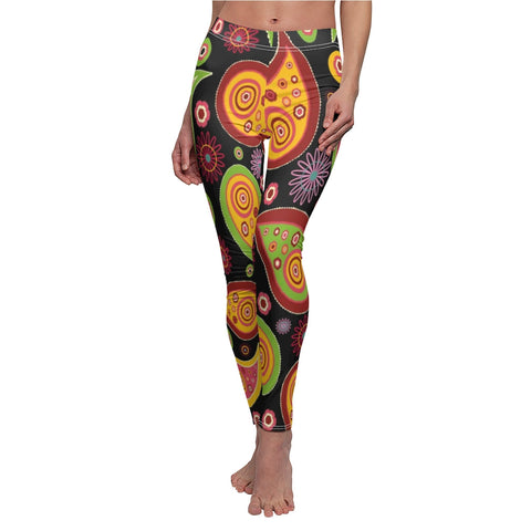 Image of Colorful Hippie Paisley Multicolored Women's Cut & Sew Casual Leggings, Yoga
