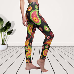 Colorful Hippie Paisley Multicolored Women's Cut & Sew Casual Leggings, Yoga