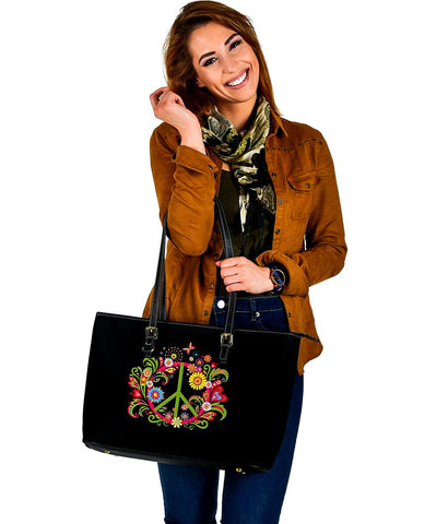 Image of Colorful Hippie Peace Symbol Tote Bag,Multi Colored,Bright,Psychedelic,Book Bag,Gift Bag,Leather Bag,Everyday Bag,Canvas Bag,Big Tote Bag