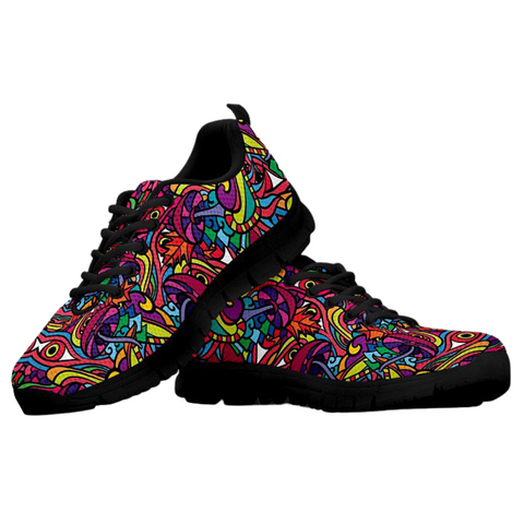 Image of Colorful Hippie Womens Sneakers, Top Shoes,Running Shoes Mens, Colorful,Artist Athletic Sneakers,Kicks Sports Wear, Shoes