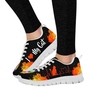 Colorful I Love My Cat Womens Sneakers, Top Shoes,Running Shoes Mens, Colorful,Artist Athletic Sneakers,Kicks Sports Wear, Shoes