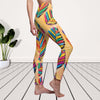 Colorful Leaf Multicolored Yellow Women's Cut & Sew Casual Leggings, Yoga Pants,