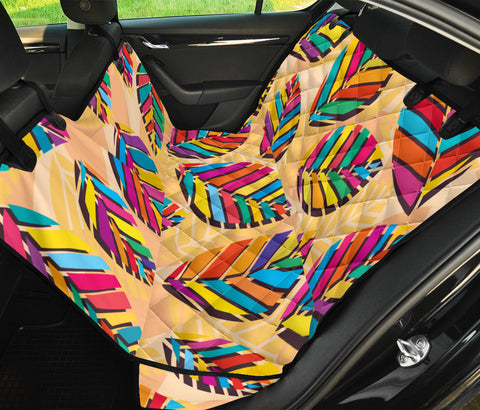 Image of Leaf Stripe Tribal Style Pattern , Colorful Car Back Seat Pet Covers, Abstract