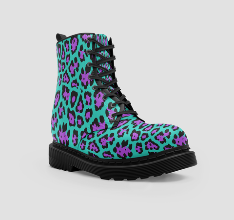 Image of Colorful Leopard Cheetah Animal Print , Vegan Wo's Boots , Classic