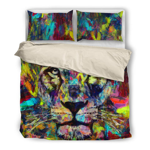 Image of Colorful Lion Bedding Set Doona Cover, Twin Duvet Cover,Multi Colored,Quilt Cover,Bedroom Set,Bedding Set,Pillow Cases Dorm Room College