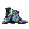 Women's Colorful Lion Abstract Art Vegan Leather Boots , Handcrafted Ankle Boots