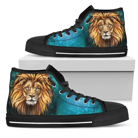 Image of Colorful Lion High Tops Sneaker, Spiritual, High Quality,Handmade Crafted,Hippie,Multi Colored,Canvas Shoes,High Quality,Boho