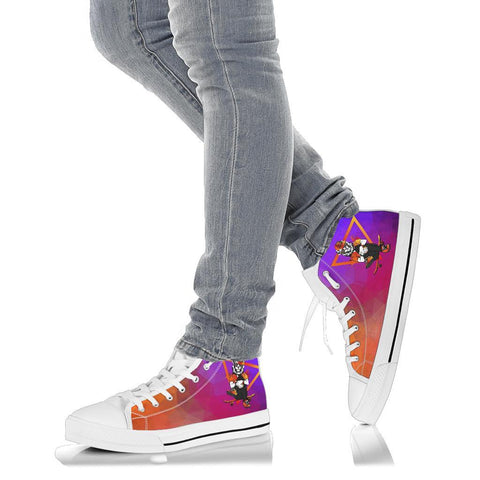 Image of Colorful Lion Skater Women's High,Tops, Canvas Shoes, Quality Hippie