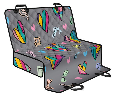 Image of Colorful Love Music Note Hearts Car Seat Covers, Abstract Art Backseat Pet