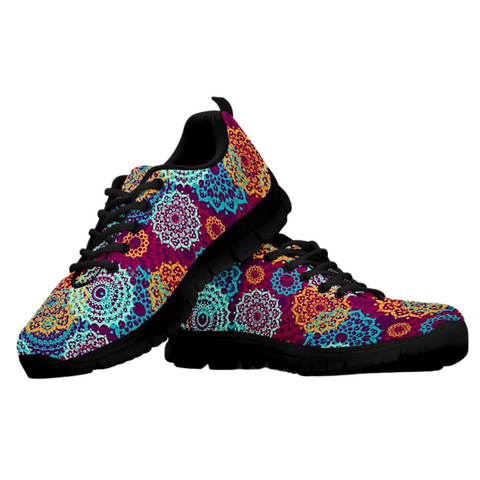 Image of Colorful Mandala Abstract Shoes,Running Shoes,Training Shoes, Custom Shoes, Low Top Shoes, Womens, Kids Shoes, Shoes Casual Shoes