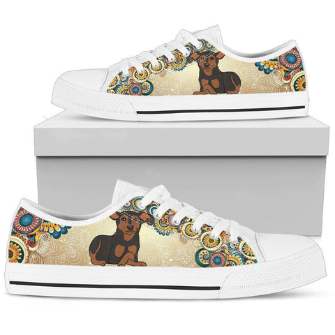 Image of Colorful Mandala Dog Canvas Shoes, Multi Colored, Hippie, Low Tops Sneaker, High Quality,Handmade Crafted,Spiritual, Boho,Streetwear