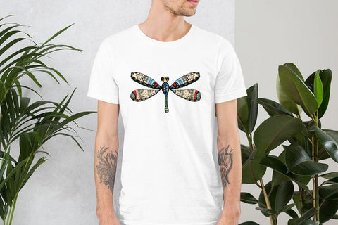 Image of Colorful Mandala Dragonfly Unisex T,Shirt, Mens, Womens, Short Sleeve Shirt,
