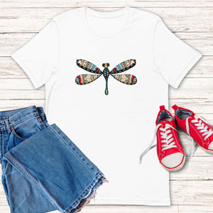 Colorful Mandala Dragonfly Unisex T,Shirt, Mens, Womens, Short Sleeve Shirt,