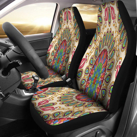 Image of Colorful Mandala Ethnic Car Seat Covers,Car Seat Covers Pair,Car Seat Protector,Car Accessory,Front Seat Covers,Seat Cover for Car