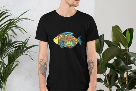 Colorful Mandala Fish Unisex T,Shirt, Mens, Womens, Short Sleeve Shirt, Graphic