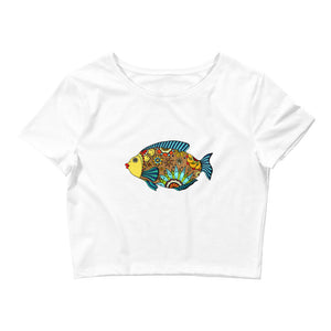 Colorful Mandala Fish Women’S Crop Tee, Fashion Style Cute crop top, casual