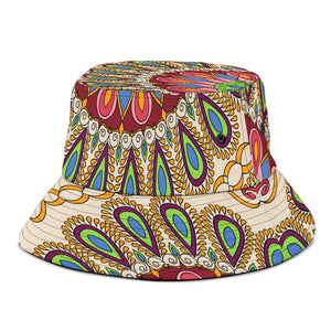 Multicolored Peacock Mandala, Breathable Head Gear, Sun Block, Fishing Hat,