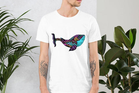 Image of Colorful Mandala Whale Unisex T,Shirt, Mens, Womens, Short Sleeve Shirt, Graphic