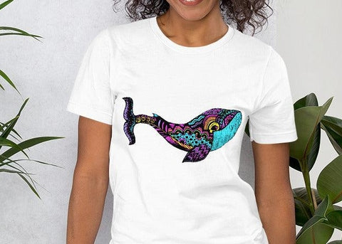 Image of Colorful Mandala Whale Unisex T,Shirt, Mens, Womens, Short Sleeve Shirt, Graphic