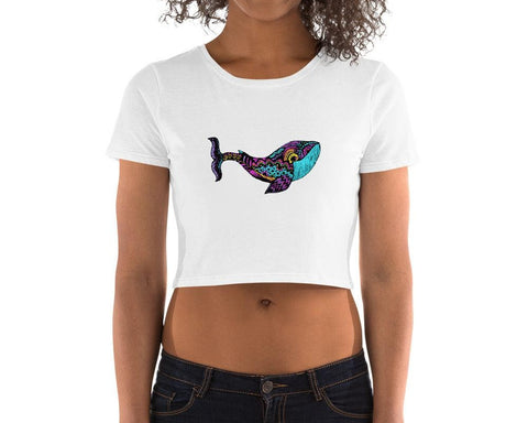 Image of Colorful Mandala Whale Women’S Crop Tee, Fashion Style Cute crop top, casual