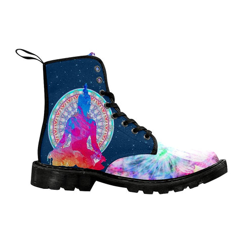 Image of Colorful Meditating Buddha Womens Boots,Comfortable Boots,Decor Womens Boots,Combat Boots Custom Boots