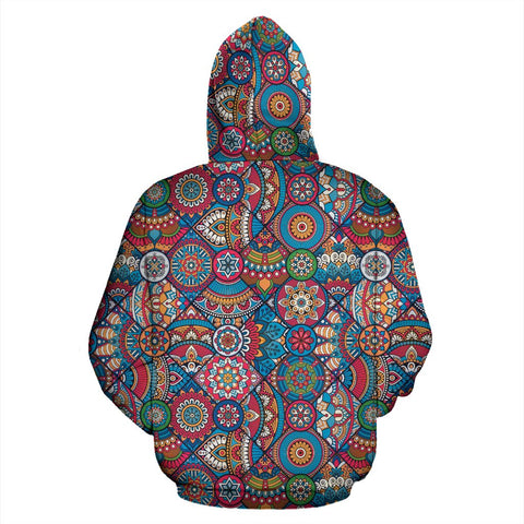 Image of Colorful Mosaic Mandala Hippie Hoodie,Custom Hoodie, Fashion Wear,Fashion Clothes,Handmade Hoodie,Floral,Pullover Hoodie,Hooded Sweatshirt