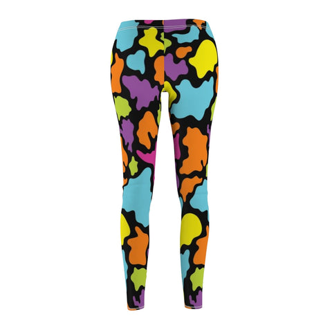 Image of Colorful Multicolored Abstract Spotted Women's Cut & Sew Casual Leggings, Yoga