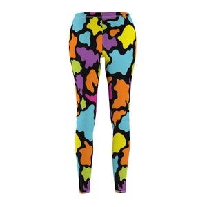 Colorful Multicolored Abstract Spotted Women's Cut & Sew Casual Leggings, Yoga