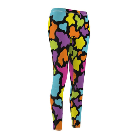 Image of Colorful Multicolored Abstract Spotted Women's Cut & Sew Casual Leggings, Yoga
