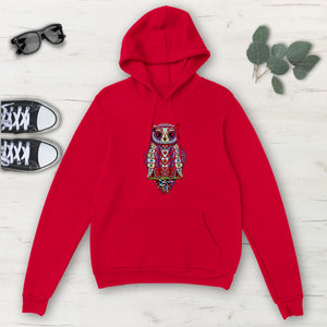 Colorful Multicolored Owl Heart Classic Unisex Pullover Hoodie, Mens, Womens,