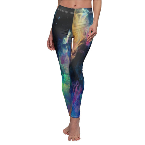 Image of Colorful Nebula Multicolored Galaxy Universe Women's Cut & Sew Casual Leggings,