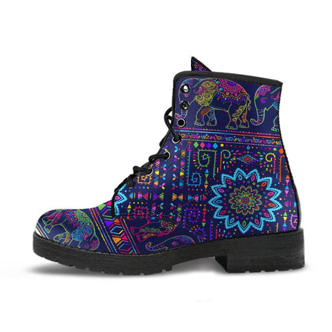 Image of Purple Mandalas Elephant Women’s Vegan Leather Rain Boots , Hippie