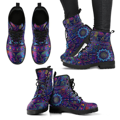 Image of Purple Mandalas Elephant Women’s Vegan Leather Rain Boots , Hippie