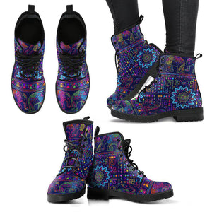 Purple Mandalas Elephant Women’s Vegan Leather Rain Boots , Hippie