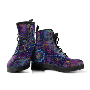 Purple Mandalas Elephant Women’s Vegan Leather Rain Boots , Hippie