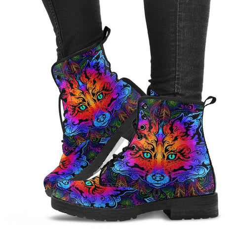 Image of Purple Orange Fox Women's Vegan Leather Ankle Boots, Handcrafted, Bohemian