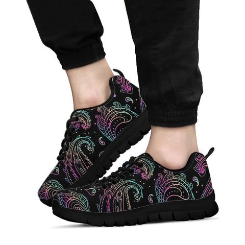 Image of Colorful Paisley Women's Sneaker , Breathable, Custom Printed Hippie Style,