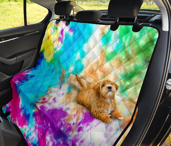 Neon Tie Dye Abstract Art , Colorful Car Back Seat Pet Covers, Vibrant Backseat