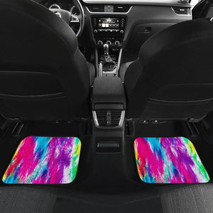 Colorful Neon Tie Dye Abstract Art Car Mats Back/Front, Floor Mats Set, Car Accessories