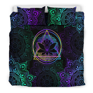 Colorful Neon Triangle Lotus Mandala Printed Duvet Cover, Bedding Coverlet, Twin Duvet Cover,Multi Colored,Quilt Cover,Bedroom Set,Bed Set