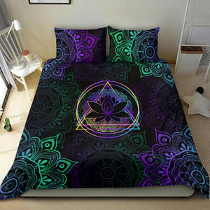 Colorful Neon Triangle Lotus Mandala Printed Duvet Cover, Bedding Coverlet, Twin Duvet Cover,Multi Colored,Quilt Cover,Bedroom Set,Bed Set