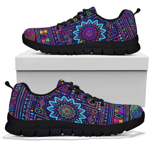 Aztec Design Women's Sneaker , Breathable, Custom Printed Hippie Style,