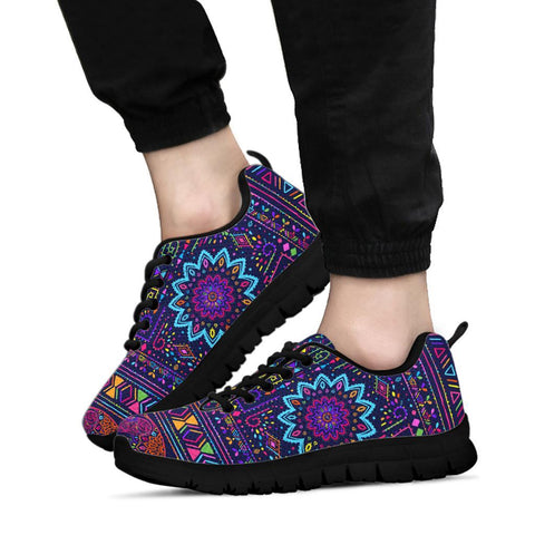 Image of Aztec Design Women's Sneaker , Breathable, Custom Printed Hippie Style,