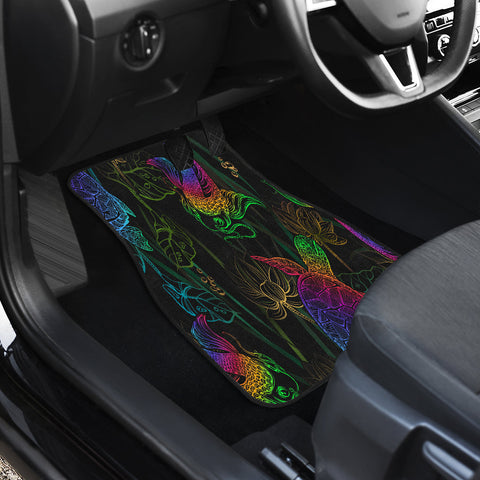 Image of Colorful Ocean Turtle Floral Car Mats Back/Front, Floor Mats Set, Car