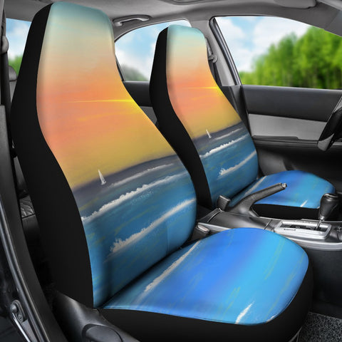 Image of Colorful Ocean View 2 Front Car Seat Covers Car Seat Covers,Car Seat Covers Pair,Car Seat Protector,Car Accessory,Front Seat Covers