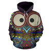 Colorful Owl Hippie Hoodie,Custom Hoodie, Fashion Wear,Fashion Clothes,Handmade Hoodie,Floral,Pullover Hoodie