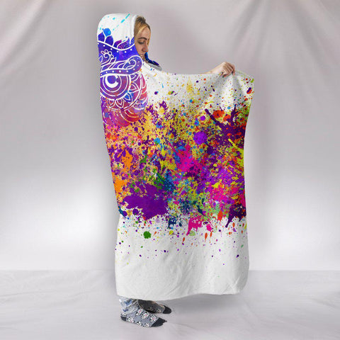 Image of Colorful Owl Mandala Paint,Hooded blanket,Blanket with Hood,Soft Blanket,Hippie Hooded Colorful Throw,Vibrant Pattern Blanket,Blanket