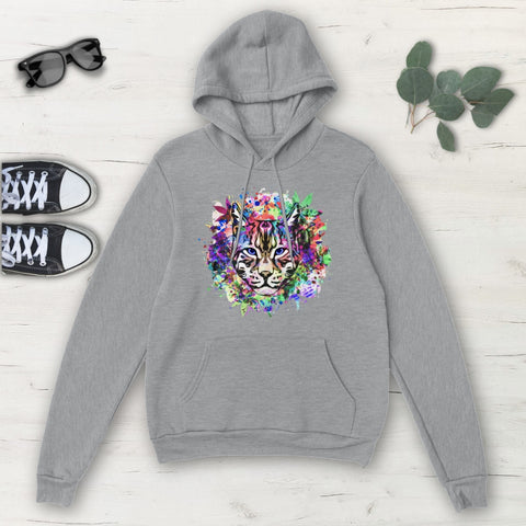 Image of Colorful Paint Splatter Cat Abstract Classic Unisex Pullover Hoodie, Mens,