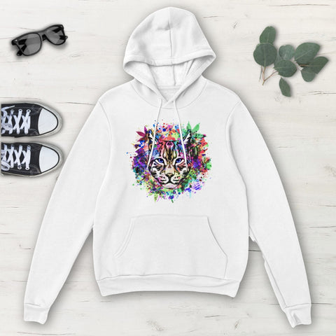 Image of Colorful Paint Splatter Cat Abstract Classic Unisex Pullover Hoodie, Mens,