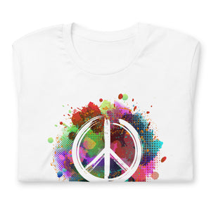 Colorful Paint Splatter Peace Sign Unisex T,Shirt, Mens, Womens, Short Sleeve